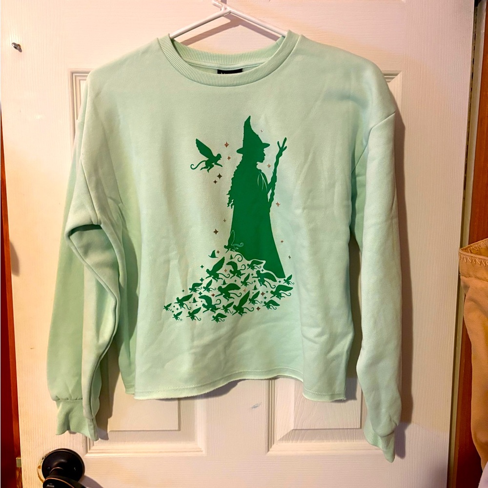 Wicked Movie Elphaba Girls Mint Green Wicked Graphic pull over crewneck